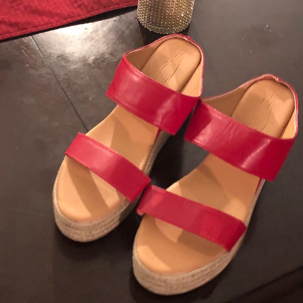 Red wedge sandals. Size 9 but runs really big.